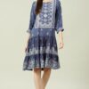 Blue Cotton Flared Fusion Dress