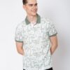 Men Polo Neck All Over Print OLV T-Shirt