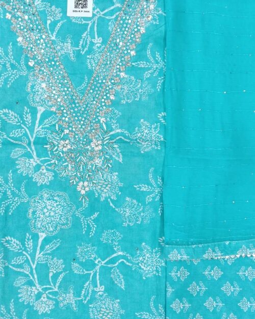 Turquoise Bloom Mirror Suit Printed Dupatta