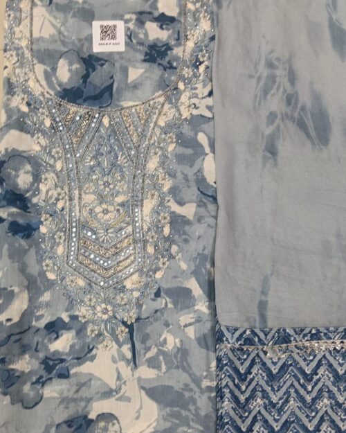 blue and white salwar kameez suit Dupatta