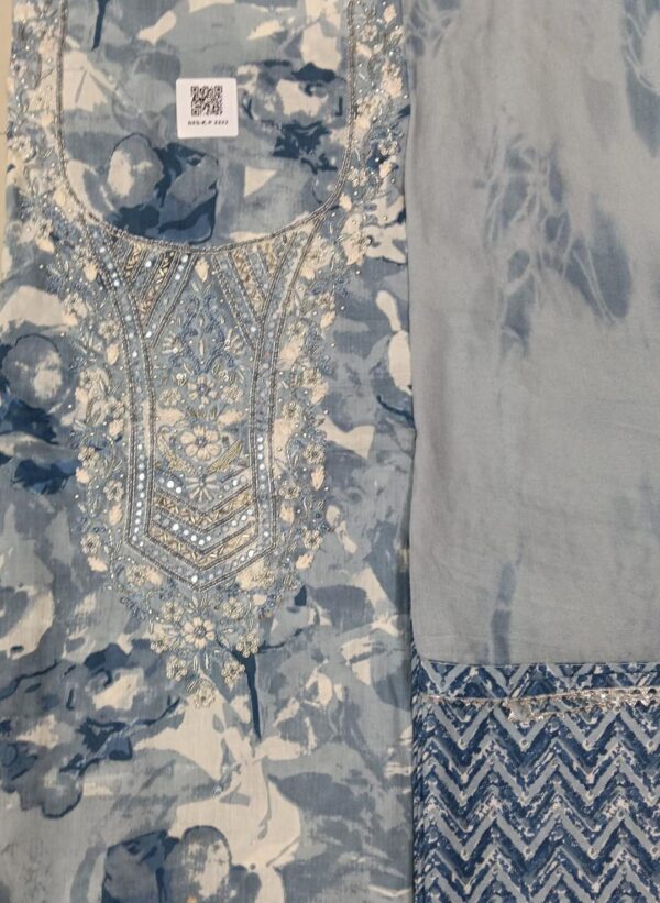 blue and white salwar kameez suit Dupatta