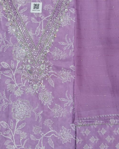 Lavender Grace Mirror Suit  Printed Dupatta