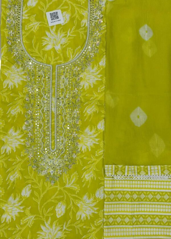 Lime Radiance Cotton Suit & Printed Dupatta