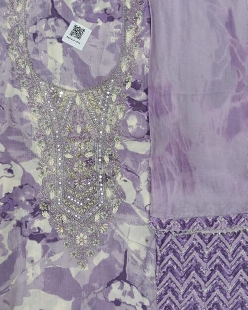 Lavender Unstitched Cotton Suit & Dupatta