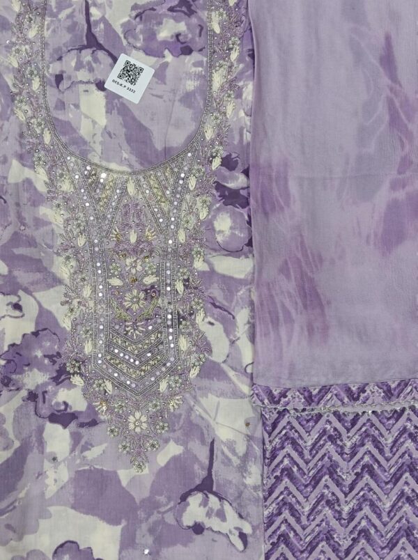 Lavender Unstitched Cotton Suit & Dupatta