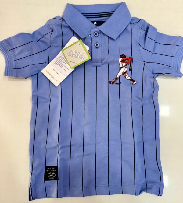 Kidley Boys' Sky Blue Sports Striped Polo