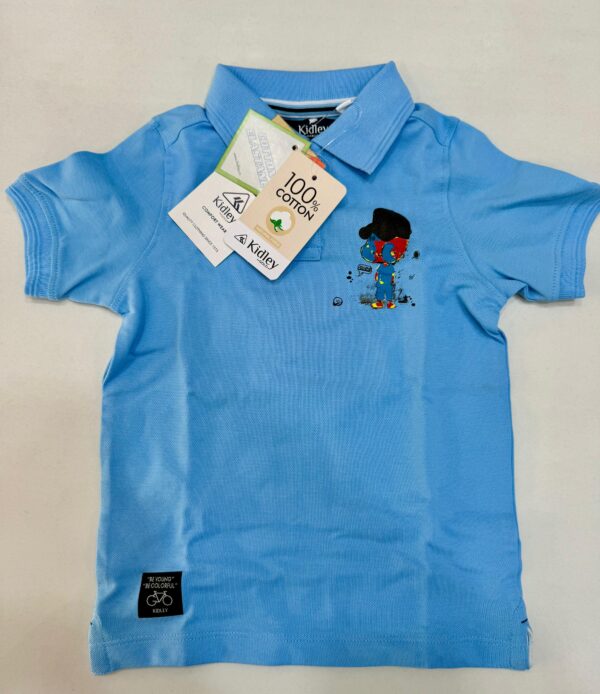 Kidley Boys' Sky Blue Cotton Polo Tee