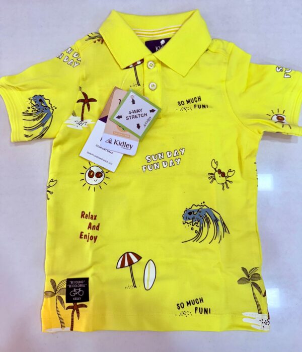 Kidley Boys' Yellow Beach Vibe Polo Tee