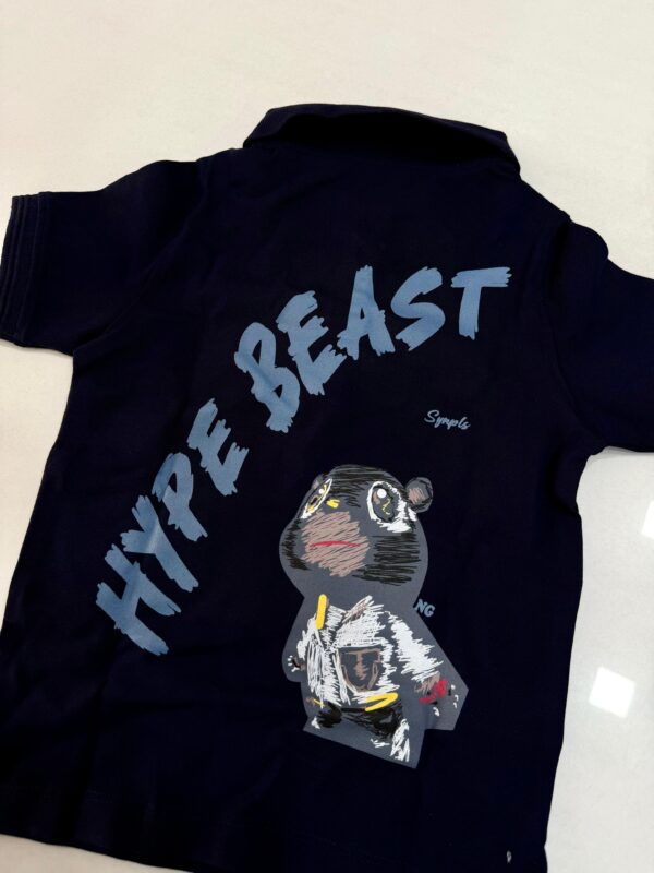 Kidley Navy "HYPE BEAST" Graphic Polo