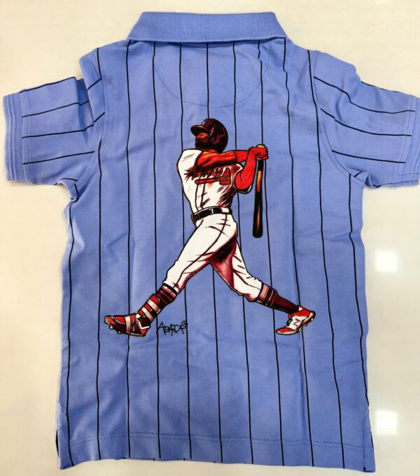 Kidley Boys' Sky Blue Sports Striped Polo - Image 2